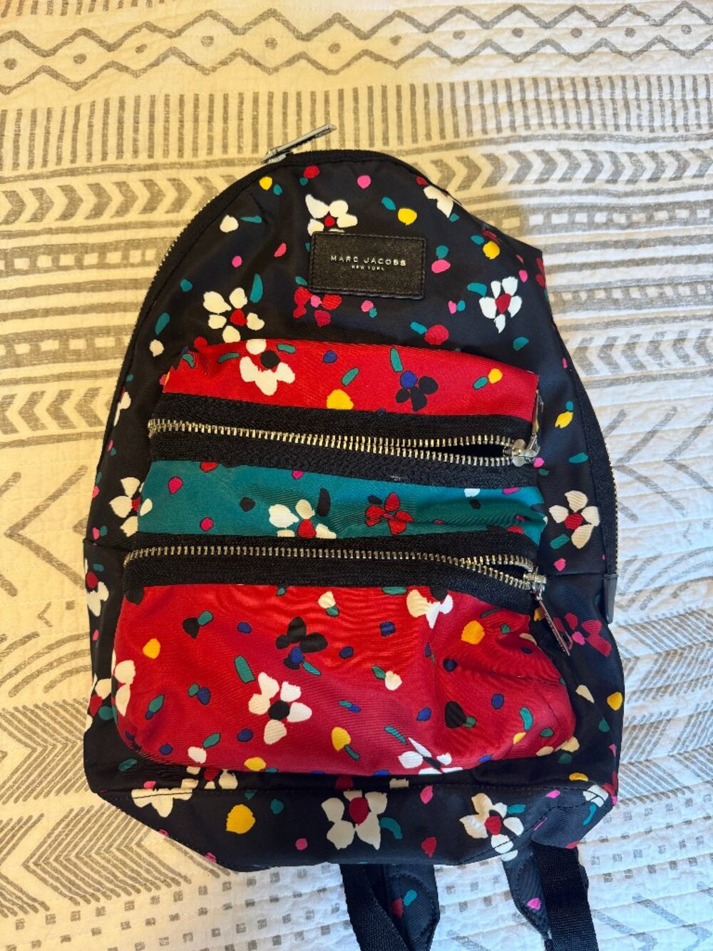 Marc Jacobs Floral Nylon Biker Backpack M0012502 Rare Multicolor Excellent